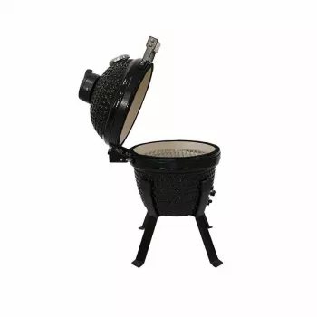 Kamado Bono Picnic Ceramic Grill 13 inch Kamado Grill koos käruga, Charcoal, Black
