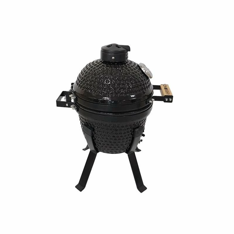 Kamado Bono Picnic Ceramic Grill 13 inch Kamado Grill koos käruga, Charcoal, Black