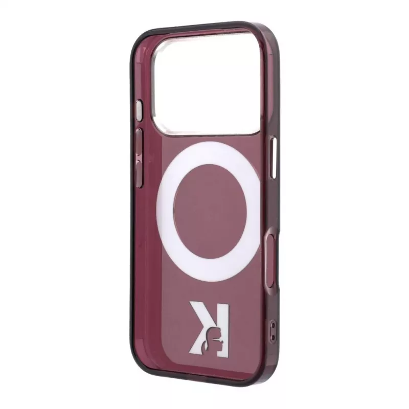 Karl Lagerfeld IML Ring Stand 360 Kameo Metal MagSafe ümbris iPhone 18 Pro / 17 Pro jaoks - Burgundia