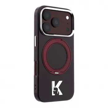 Karl Lagerfeld IML Ring Stand 360 Kameo Metal MagSafe ümbris iPhone 18 Pro / 17 Pro jaoks - Burgundia