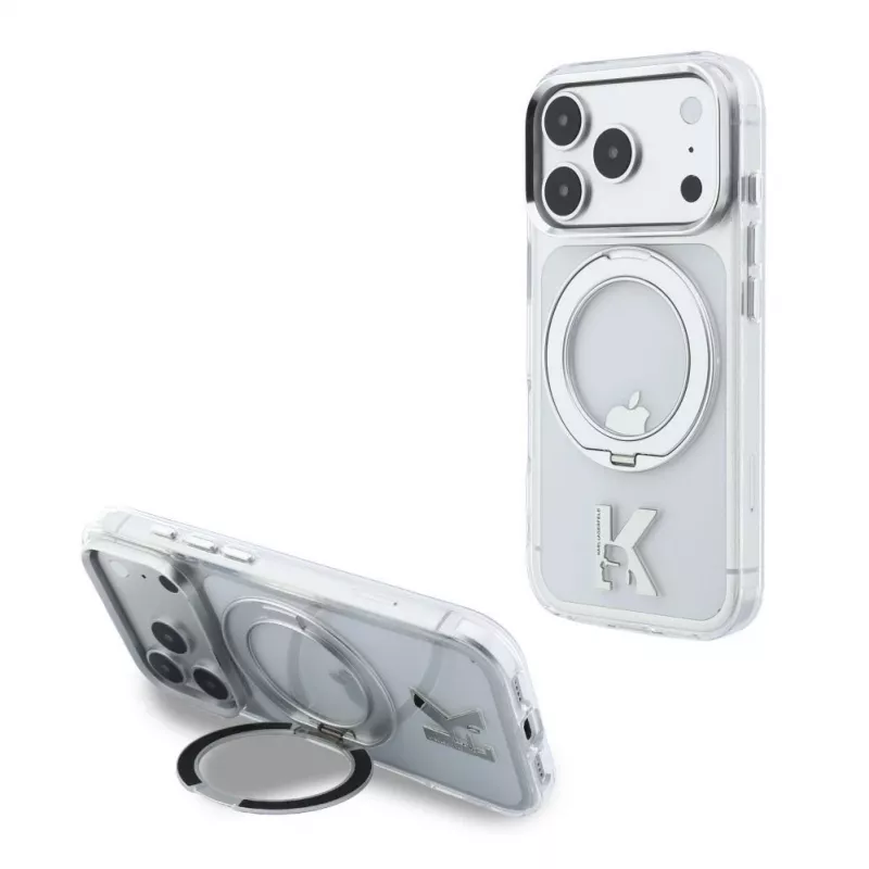 Karl Lagerfeld IML Ring Stand 360 Kameo Metal MagSafe-kate iPhone 18 Pro / 17 Pro jaoks - läbipaistev