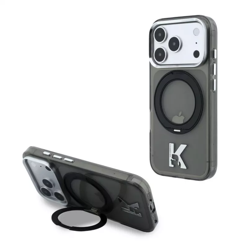 Karl Lagerfeld IML Ring Stand 360 Kameo Metal MagSafe ümbris iPhone 18 Pro Max / 17 Pro Max - must