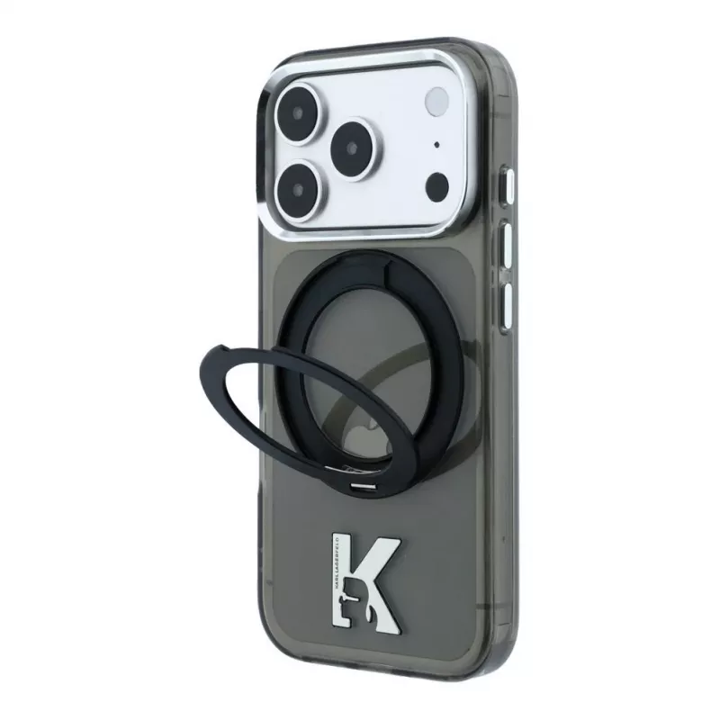Karl Lagerfeld IML Ring Stand 360 Kameo Metal MagSafe ümbris iPhone 18 Pro Max / 17 Pro Max - must