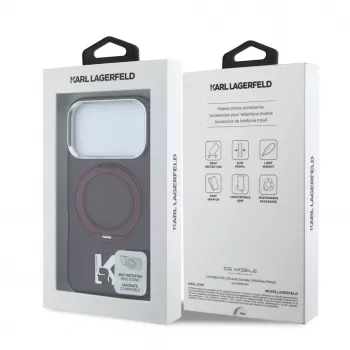 Karl Lagerfeld IML Ring Stand 360 Kameo Metal MagSafe-korpus iPhone 18 Pro Max / 17 Pro Max Burgundia
