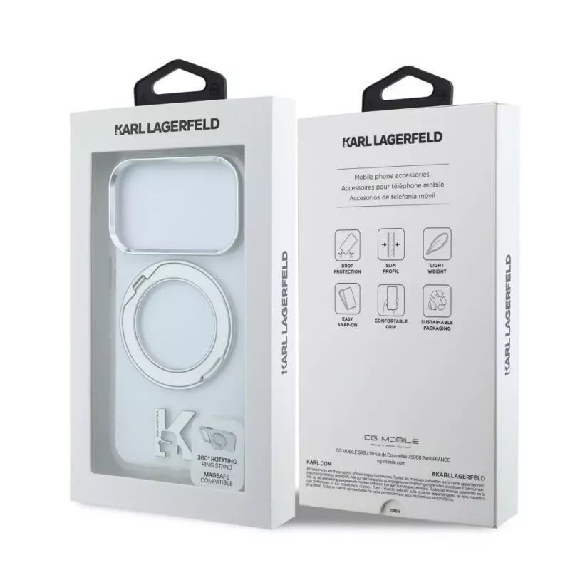 Karl Lagerfeld iPhone 18 Pro Max / 17 Pro Max MagSafe IML rõngastugi 360 Kameo metallist läbipaistev ümbris