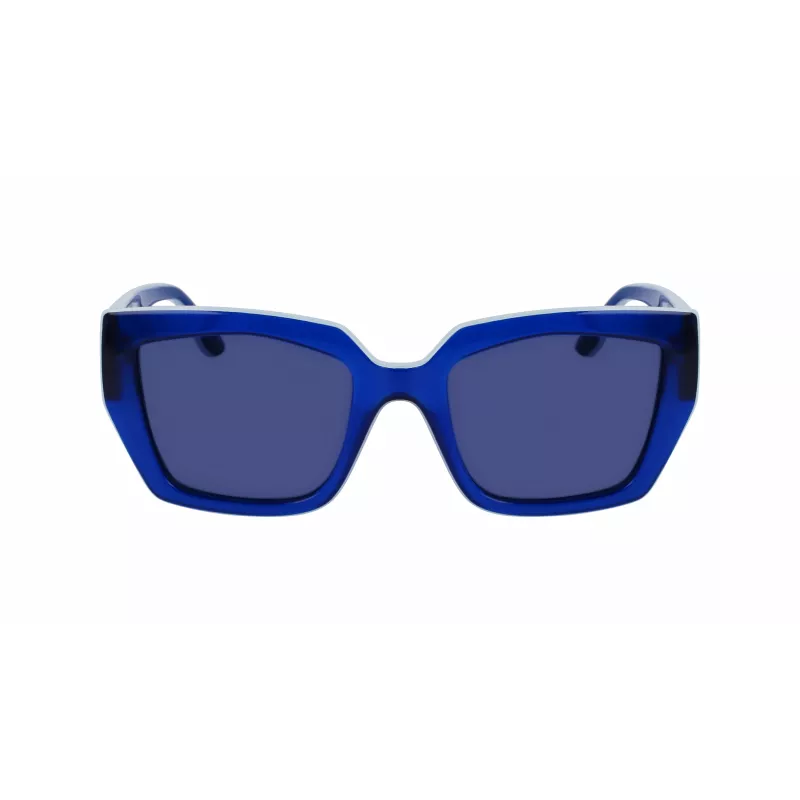 KARL LAGERFELD KL6143S-400 Naiste ruudukujulised atsetaatpäikeseprillid, tumesinine raam, hall gradientlääts, 53 mm