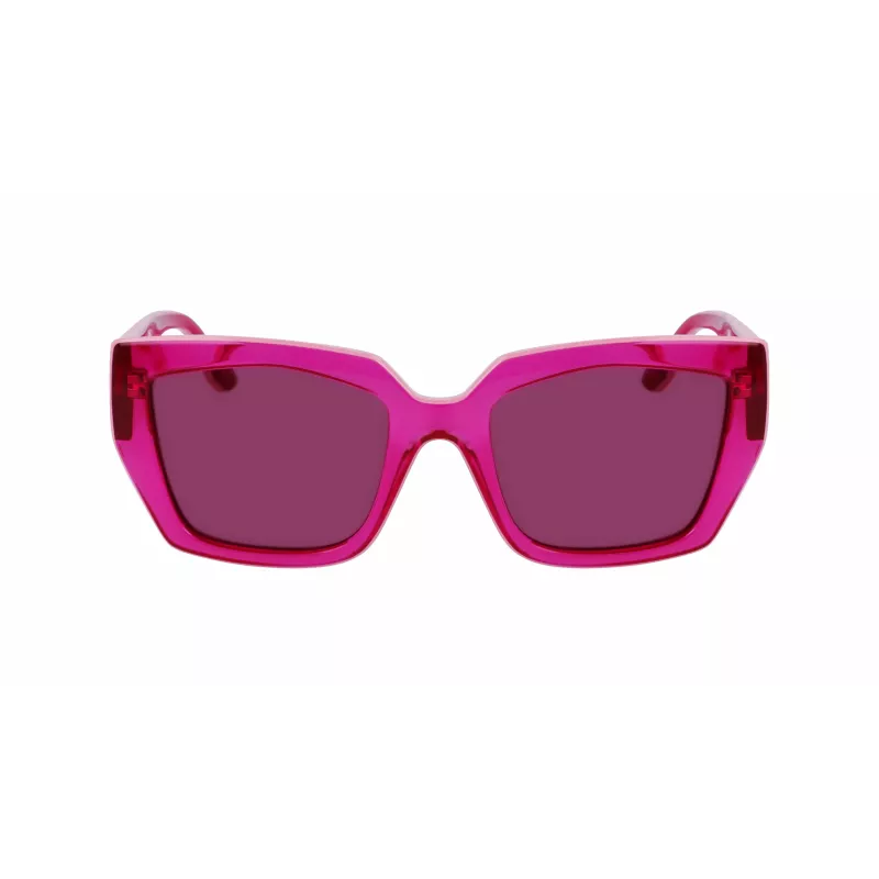 KARL LAGERFELD KL6143S-650 Naiste ruudukujulised atsetaatpäikeseprillid - Punane Havana, pruuni gradiendi läätsed 53/20/145 mm