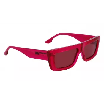 KARL LAGERFELD KLJ6147S Unisex Square Sunglasses - Musta atsetaatraamiga hallid polükarbonaat läätsed 56mm