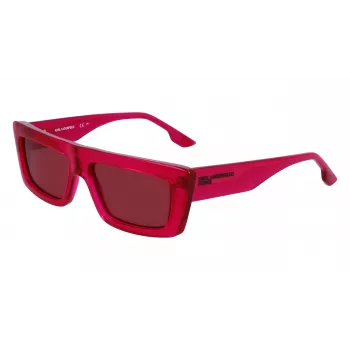 KARL LAGERFELD KLJ6147S Unisex Square Sunglasses - Musta atsetaatraamiga hallid polükarbonaat läätsed 56mm