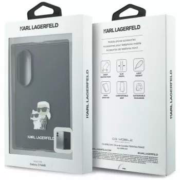Karl Lagerfeld PU Saffiano Karl ja Choupette ümbris Samsung Galaxy Z Fold8 jaoks, must