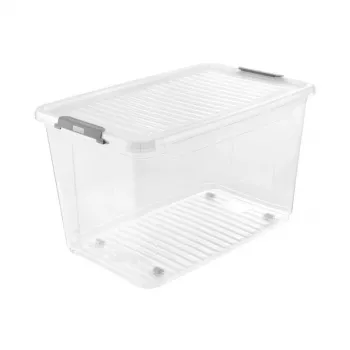 keeeper kaanega ratastega kast clipbox Leo 59x38x35,5cm 56L läbipaistev