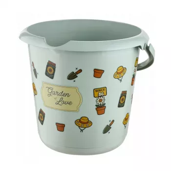 keeeper Deco ämber 10L Ilvie Garden, ümmargune, Ø30 x 28 cm, pehme roheline trükiga, plastik, metallist sang