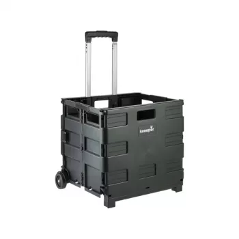keeeper Olli kokkupandav ostukäru 65L must, kandevõime 35 kg