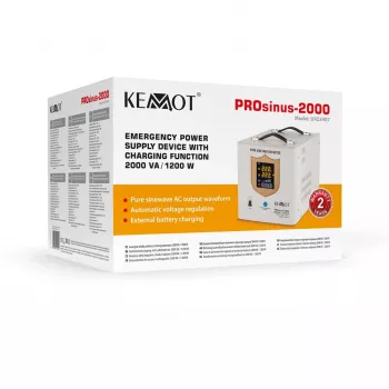 KEMOT PROsinus-2000 Avariitoiteallikas – puhas siinuslaine inverter 12V laadimisfunktsiooniga, 230V, 2000VA/1200W