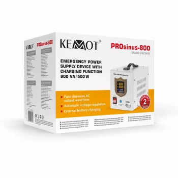 KEMOT PROsinus-800 Avariitoiteallikas – puhas siinuslaine inverter 12V laadimisfunktsiooniga, 230V, 800VA/500W