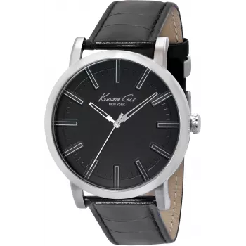 KENNETH COLE meeste IKC1997 analoogkvartskell roostevabast terasest, 44mm, must sihverplaat, hõbedane käevõru