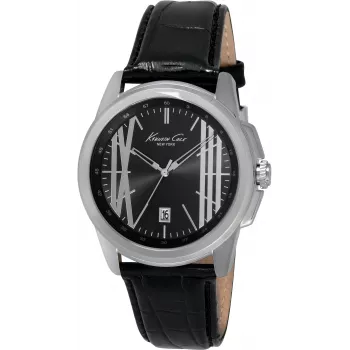 KENNETH COLE meeste käekell IKC8095 44mm roostevabast terasest kvarts analoog musta sihverplaadiga hõbedane käevõru