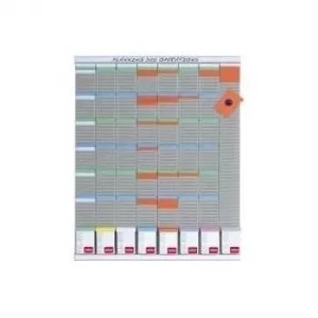 Kensington Nobo T-Card Planning iganädalane planeerija, 8 veergu, 54 pesa, metalltahvel, hall, seinale kinnitatav, sisaldab 100 T-kaarti ja 10 pealkirjariba 2910800