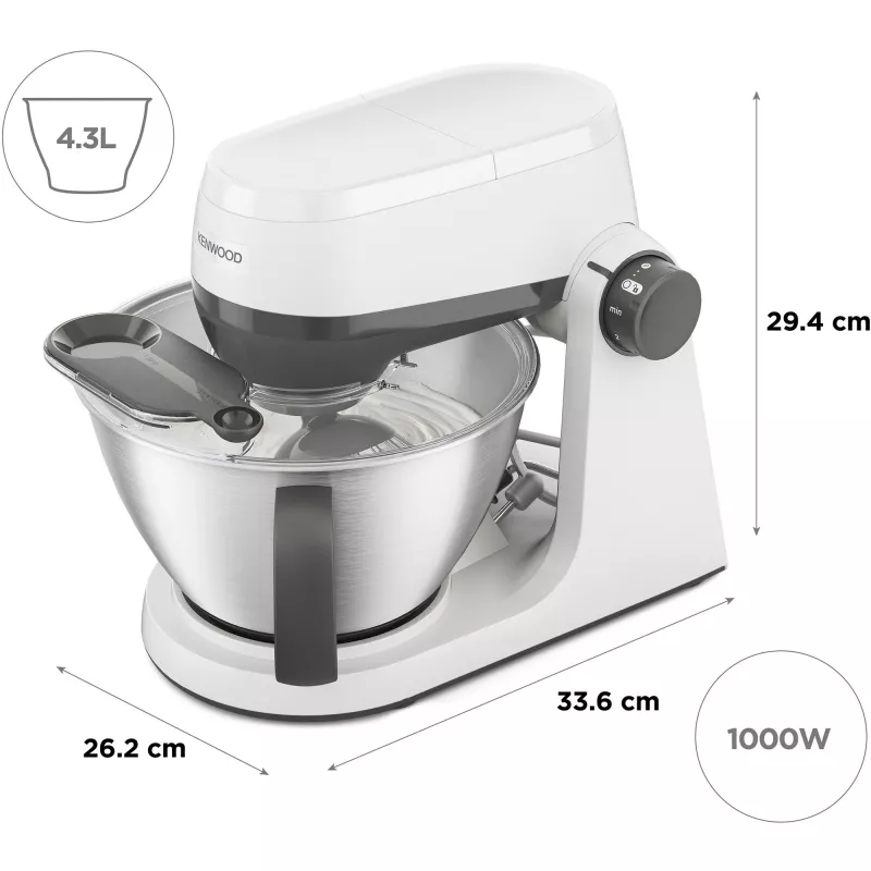 KENWOOD Multi-Tasker KHC30.000WH Köögikombain (hall/valge, 1000 W, 4,3 L kauss)