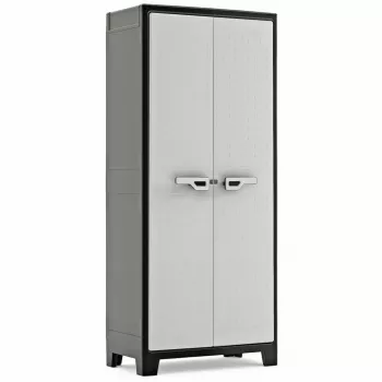Keter Tööriistakapp Titan 80x44x182 cm Tumehall/Must Raskeveoklassi Polüpropüleenvaigust Hoiukapp 4 Reguleeritava Riiuliga, Lukustatavate Topeltustega, Ilmastikukindel, Sise-/Välikasutuseks