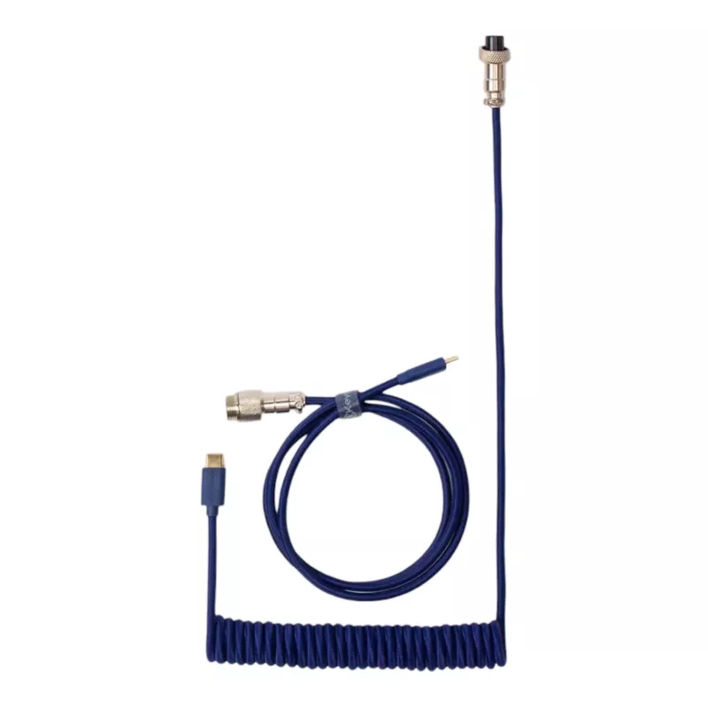 Keychron spiraalne aviaatorkaabel sinine USB-C - USB-A GX16 4-pin eemaldatava pistikuga, 200 cm