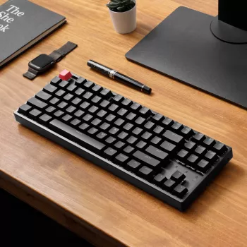 Keychron K8 QMK 80% TKL traadita mehaaniline klaviatuur V2 punaste lülititega - must
