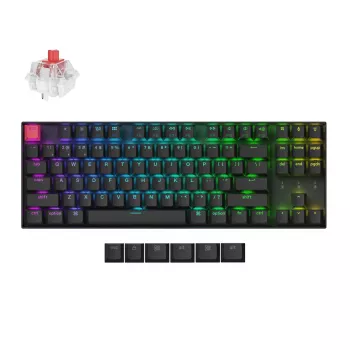 Keychron K8 QMK 80% TKL traadita mehaaniline klaviatuur V2 punaste lülititega - must