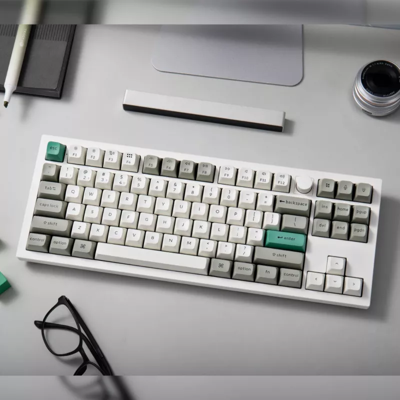 Keychron Q3 Max 80% Täiskomplektne nupp punane lüliti Hot-Swap Gateron Jupiter RGB juhtmevaba klaviatuur - Shell White