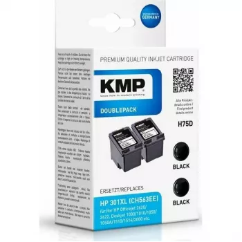 KMP DOUBLEPACK H75D - 2-Pack - 8 ml - XL - Must - Ühilduv tindikassett (Alternatiiv HP 301XL, HP CH563EE) HP DeskJet 1000, 1010, 1050 AiO, 1050A AiO, 1510 AiO, 2000, 2050 AiO, 2050A AiO, 2510 AiO, 2540 AiO, 3000, 3050 AiO, 3050A eAiO jaoks