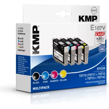 KMP E107V ühilduv tindikassettide multipakk Must/Cyan/Magenta/Kollane Epson T0715 jaoks