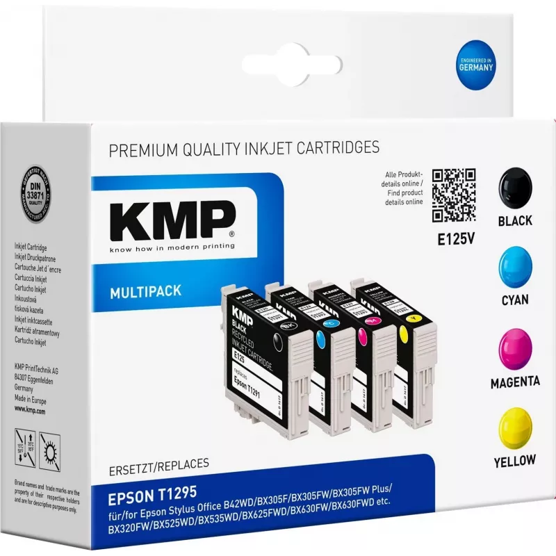 KMP E125V ühilduv tindikassett 3-pakk – tsüaan, magenta, kollane Epson Stylus SX230, SX235, SX430, SX438, WorkForce WF-3520, WF-3530, WF-3540, WF-7015, WF-7515, WF-7525 jaoks 1617,4050