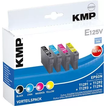 KMP E125V ühilduv tindikassett 3-pakk – tsüaan, magenta, kollane Epson Stylus SX230, SX235, SX430, SX438, WorkForce WF-3520, WF-3530, WF-3540, WF-7015, WF-7515, WF-7525 jaoks 1617,4050