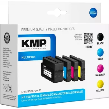 KMP H100V suure mahutavusega tindikassettide komplekt - must, tsüaan, magenta, kollane - ühilduv HP Officejet Pro 251dw, 276dw, 8100, 8600, 8610, 8615, 8620, 8625, 8630 - 4-pack