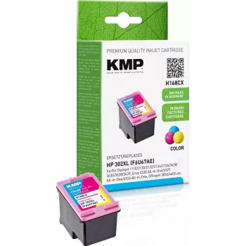 KMP H168CX Ühilduv tindikassett Kolmevärviline (Cyan, Magenta, Yellow) 12 ml - Asendab HP 302XL F6U67AE