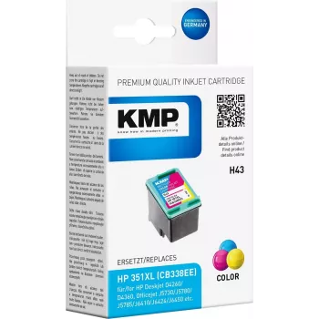 KMP H43 kolmevärviline ühilduv tindikassett (tsüaan, magenta, kollane) - 21 ml - asendab HP 351XL / CB338EE - HP Officejet J6413, J6415, Photosmart C4450, C4470, C4472, C4524, C4585, C5225, C5288 jaoks 1707.4351