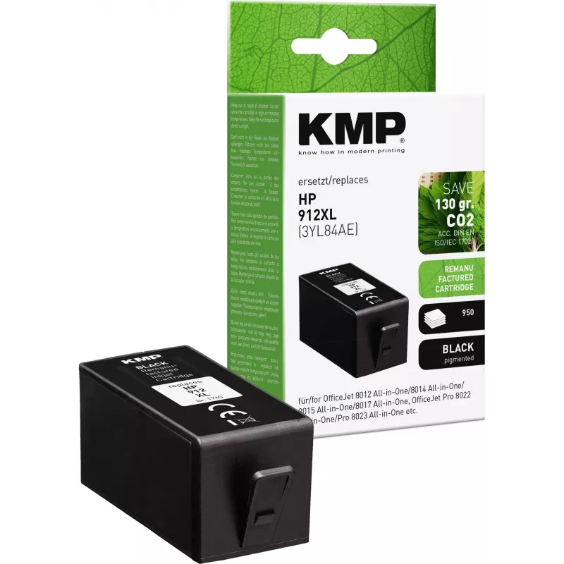 KMP PRINTTECHNIK Must tindikassett Ühilduv HP 912XL (3YL84AE) Suure saagikusega 825 lehekülge Taastootud