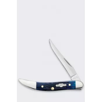 Knife Case Rogers Mini Trapper SS Blue Bone kokkupandav taskunuga 2 teraga roostevaba teras jigged sinine luust käepide slipjoint 89mm suletud