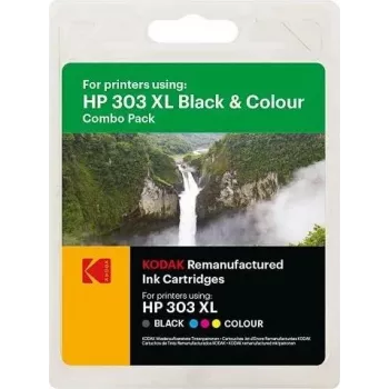 KODAK HP 303XL kahe toonerikasseti komplekt (must + kolmevärviline) HP ENVY Photo ja Tango seeria jaoks 185H030317