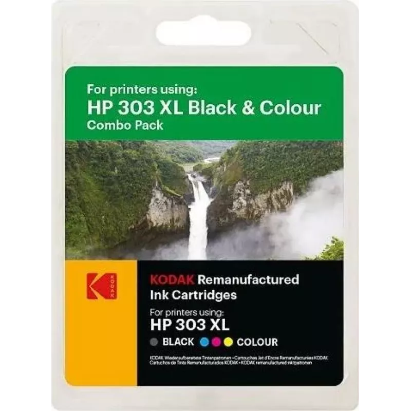 KODAK HP 303XL kahe toonerikasseti komplekt (must + kolmevärviline) HP ENVY Photo ja Tango seeria jaoks 185H030317