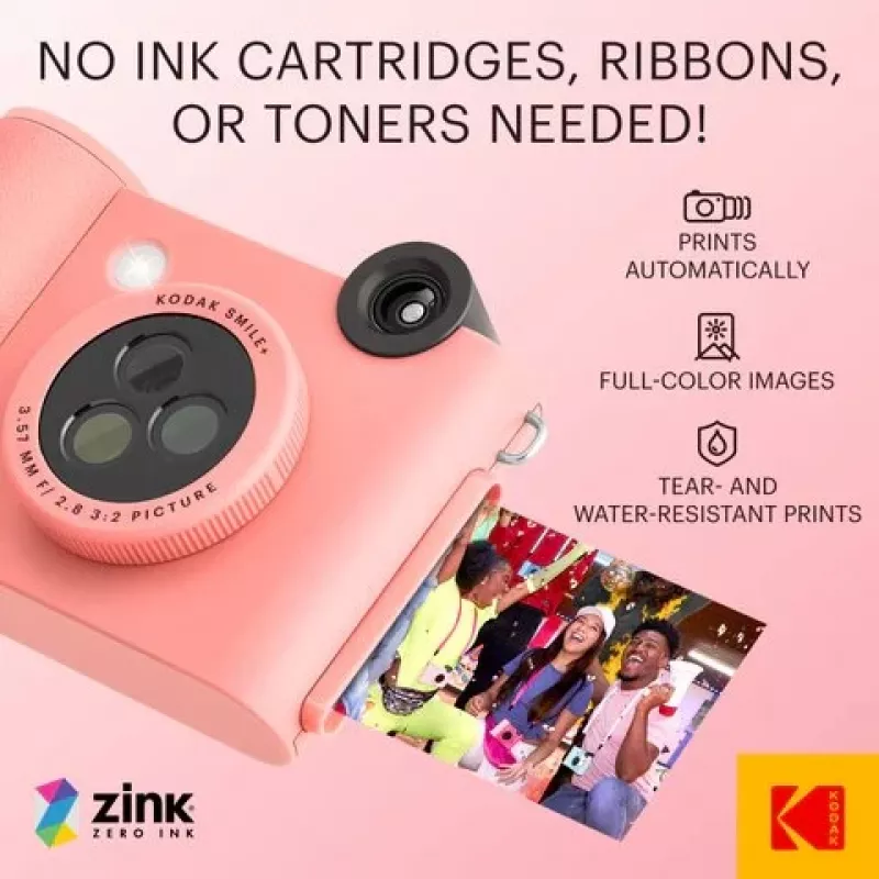 Kodak SMILE+ kiirprindiga kaamera, 2x3 tolli, roosa (SPEC)