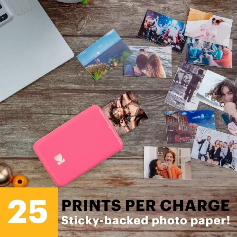 KODAK STEP Instant Mobile Photo Printer - ZINK 2x3 inch - 1 ppm - Bluetooth - Roosa