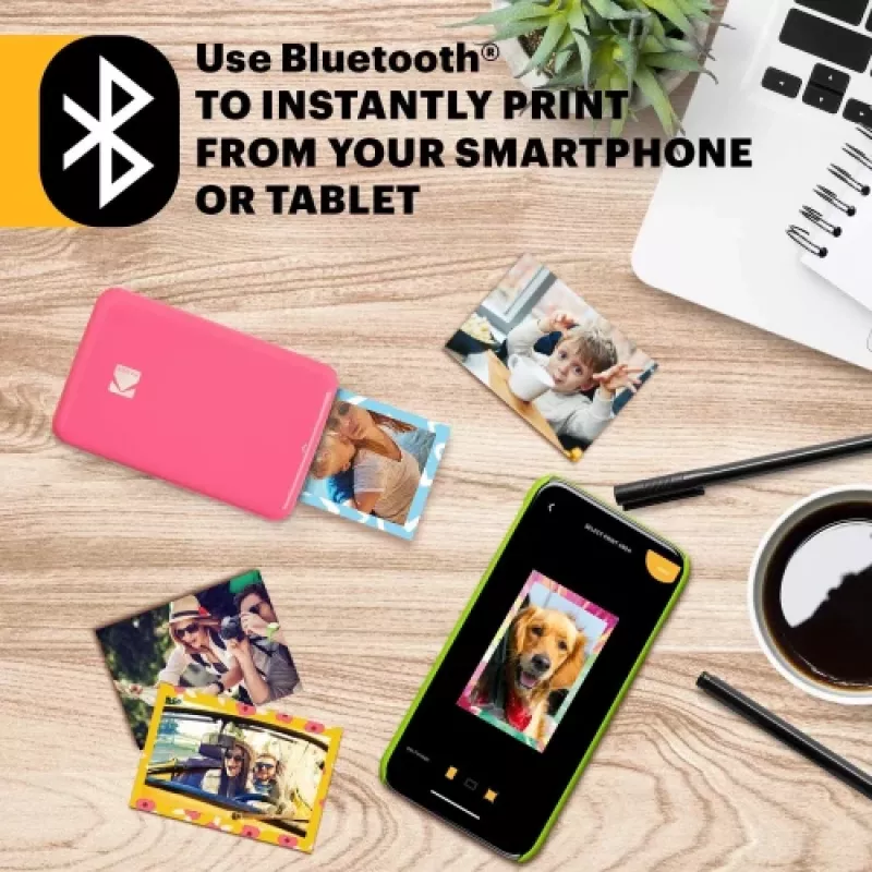 KODAK STEP Instant Mobile Photo Printer - ZINK 2x3 inch - 1 ppm - Bluetooth - Roosa