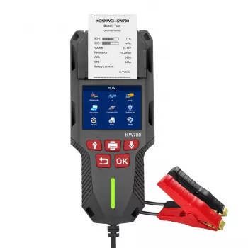 KONNWEI KW700 6V 12V autoaku tester koos käivitus- ja laadimissüsteemi testiga, CCA 100-2000, multi-standard, taustvalgustusega LCD