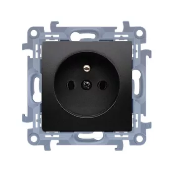KONTAK-SIMON Simon 10 üksik seinapistikupesa maandusega, kiirühendus, 16A 250V, matt must