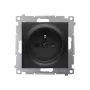 KONTAK-SIMON Simon 54 Black Matt Socket Module, 1x Type F, Child-Protected Shutters, Screw Terminals 16A 250V