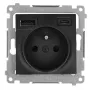 KONTAK-SIMON SIMON 54 Moodul Must Matt – 1x Schuko pistikupesa 16A 250V + 2x USB (Type A & C) 2.1A Kruviühendused