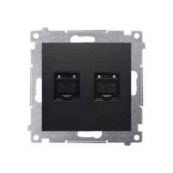 KONTAK-SIMON Simon 54 Premium Cat.6 UTP kahe RJ45 andmemoodul, must matt, tolmukatetega