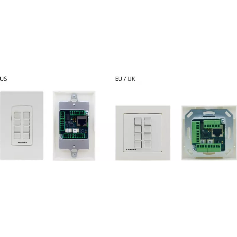 Kramer Electronics RC-208 Juhtpaneel 8 programmeeritava nupuga, RS-232/RS-485/Ethernet, valge