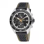 KRONOS meeste käekell K005.55.19 - 46.5mm roostevabast terasest korpus, must nahkrihm, analoogkvarts