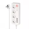 Kruger&Matz Connect P6 nutikas toiteplokk 4 Schuko pistikupesa ja 4 USB-porti, Tuya Wi-Fi, valge